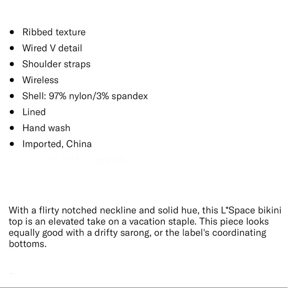 NWOT L*Space Lee Lee Bikini Top - Picture 14 of 14